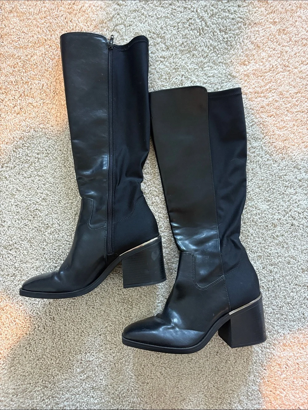 Kelly & Katie Black Over-The-Knee Block Heel Boots
